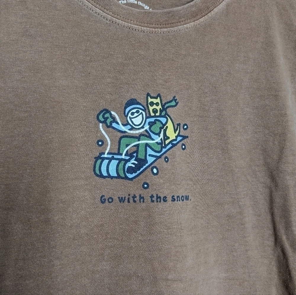 Life is Good Go With the Snow Sled Shirt L 10